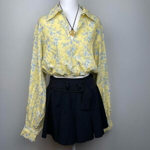 YLLW The Label Linen Floral Long Sleeve Size Medium